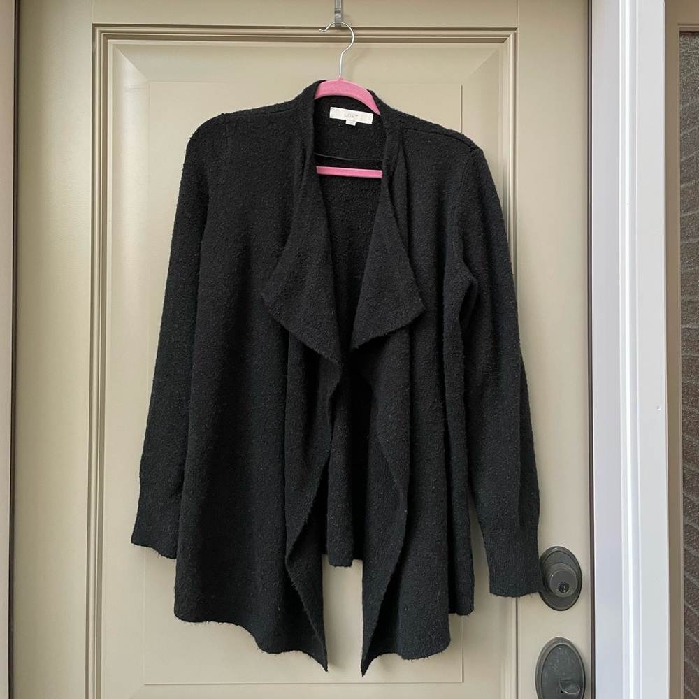 Thick and cozy LOFT open front black cardigan.
